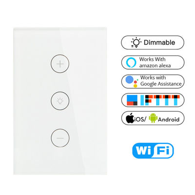 SHUWEI ABD Standart Beyaz APP Tuya 3 Yollu Wifi Dimmer Anahtarı 10A